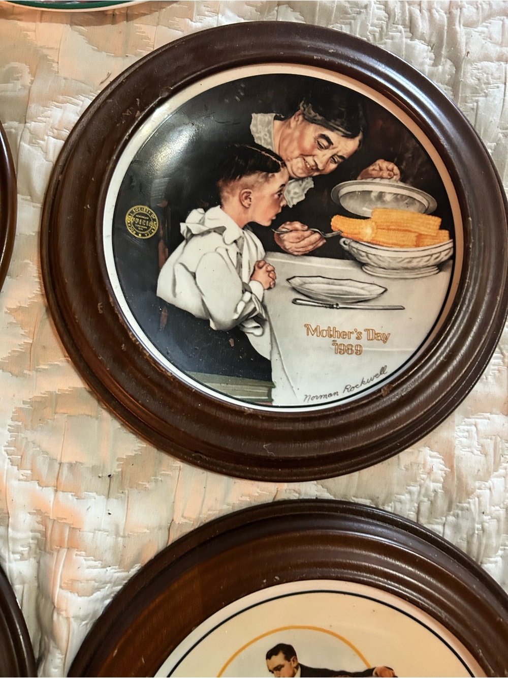 Vintage framed Norman Rockwell plate collection